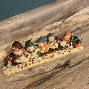Snowman bicycle built for five Christmas winter decoration